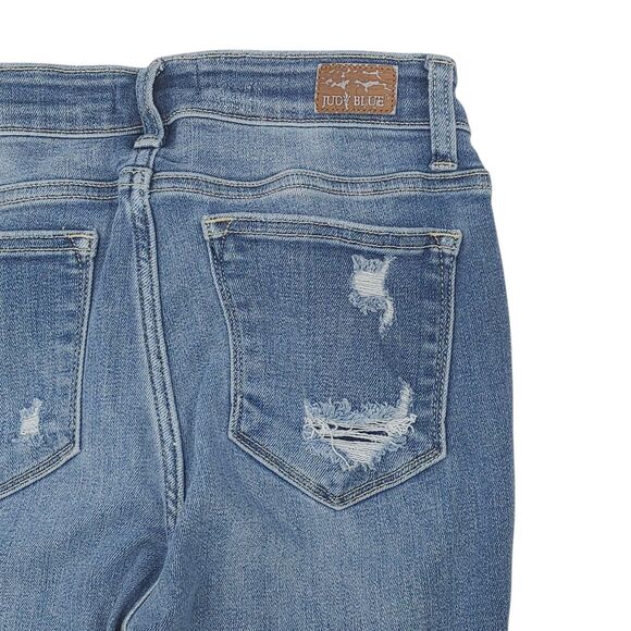 Judy Blue Raw Hem Distressed Skinny Fit Stretch Denim Jeans 5/27 - Picture 12 of 16